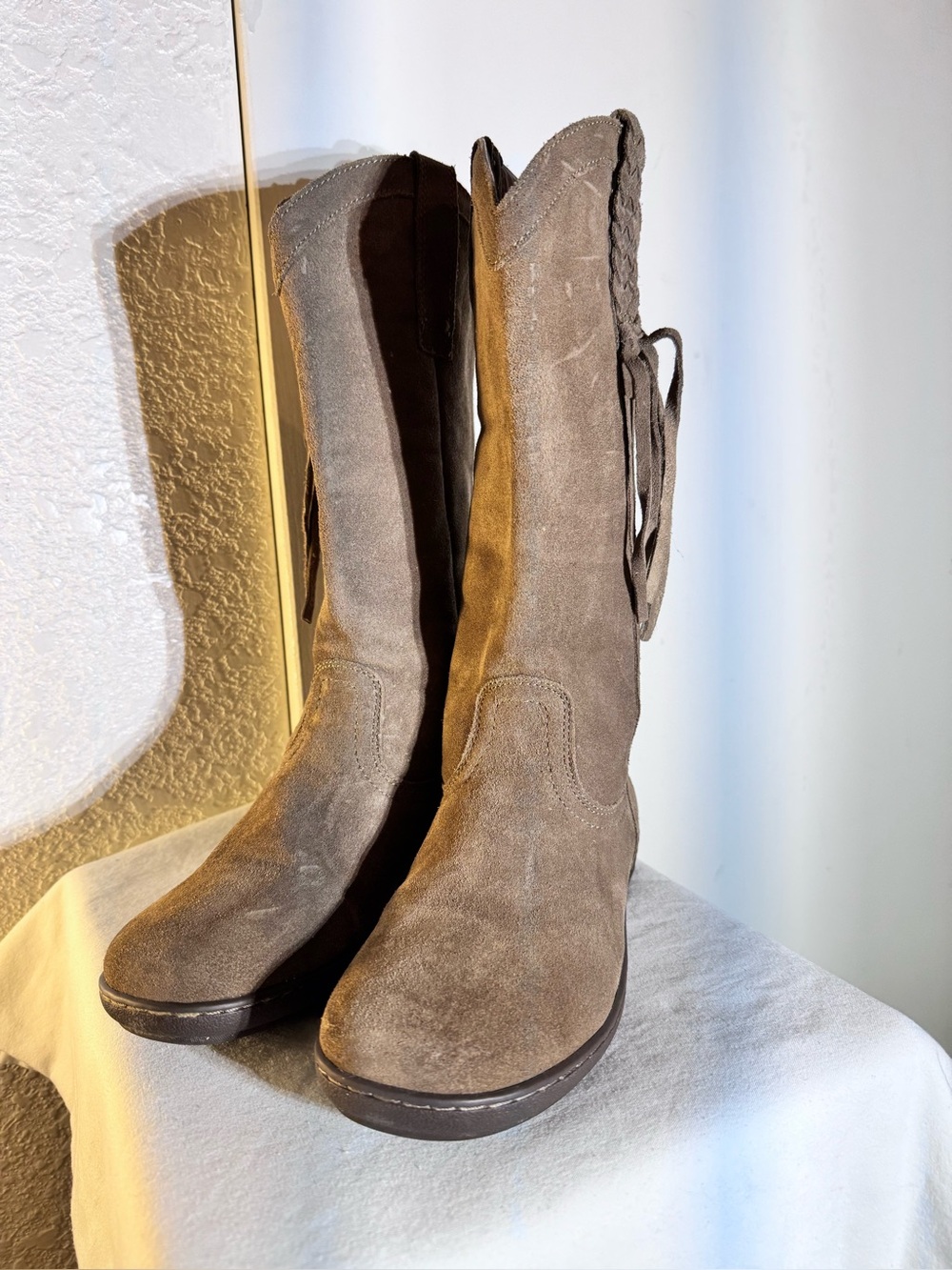 Ariat Brown Taupe Suede Mid-Calf Heeled Boots